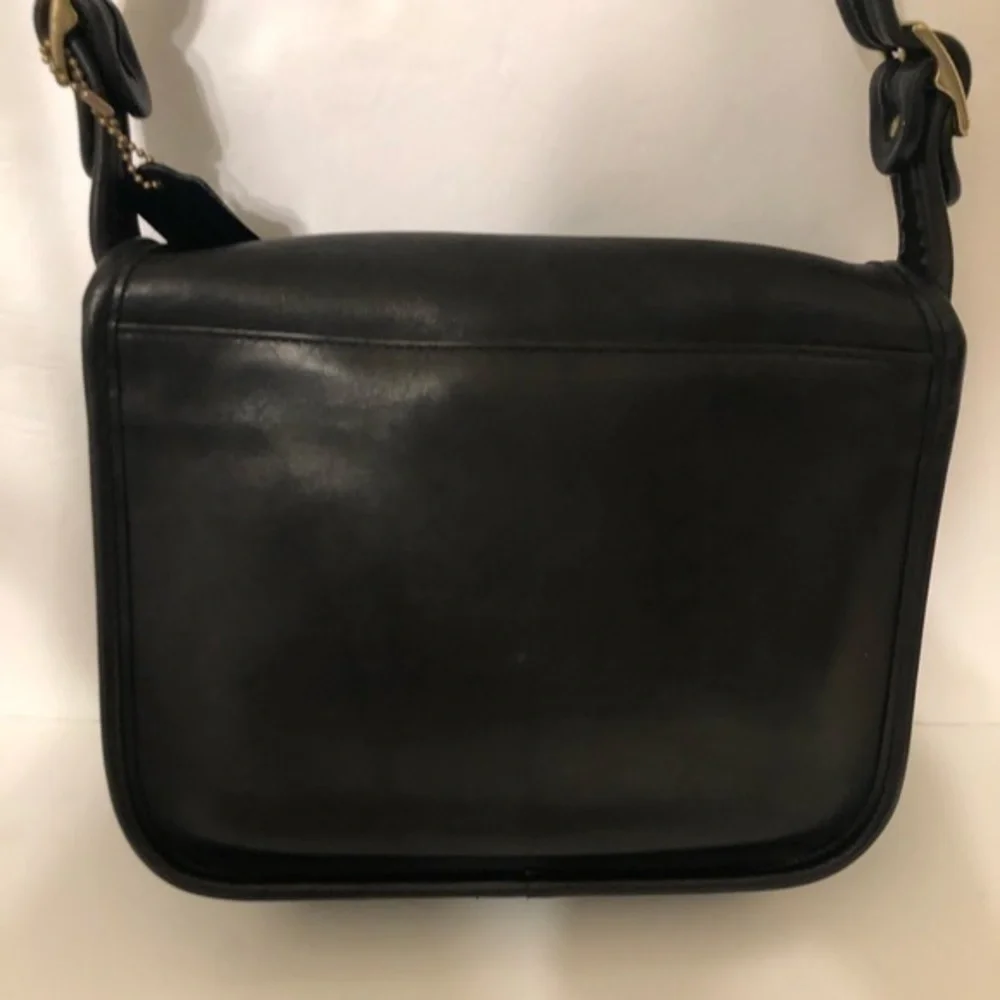 COACH 9170 classic shoulder bag black leather vintage flap saddle bag